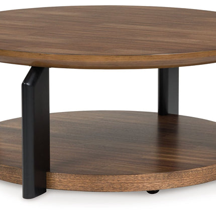 Kraeburn - Brown / Black - Round Cocktail Table Signature Design by Ashley® 