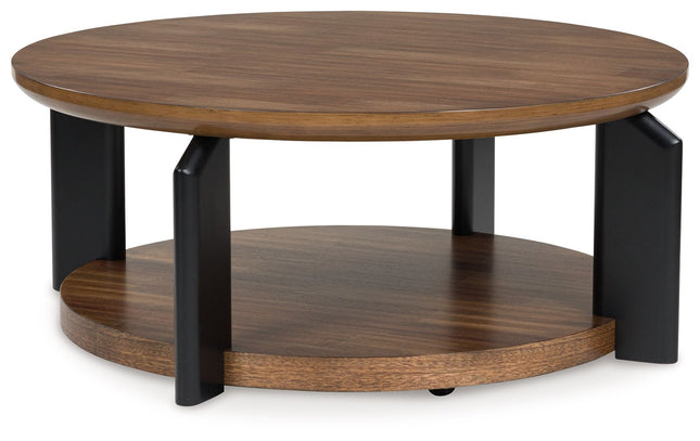 Kraeburn - Brown / Black - Round Cocktail Table Signature Design by Ashley® 