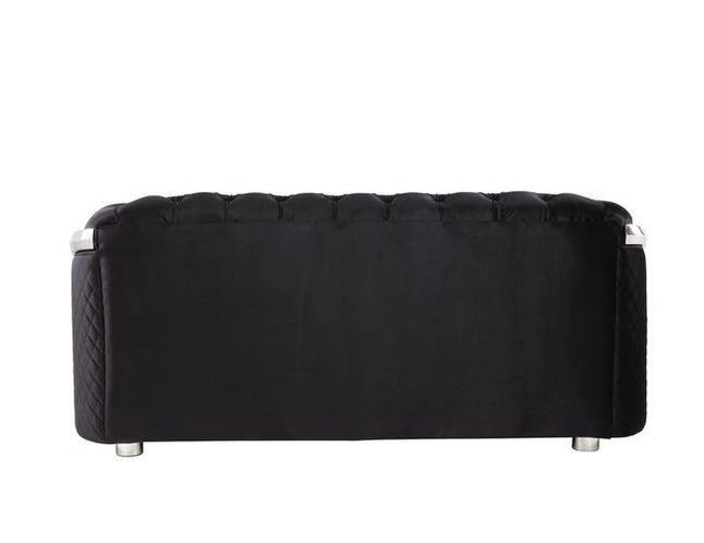 Pyroden - Loveseat - Black Velvet & Chrome Finish ACME 