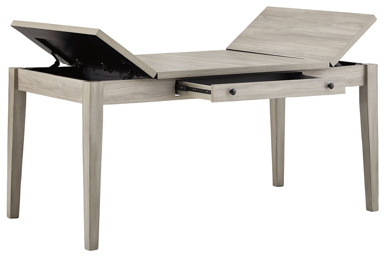 Parellen - Gray - Rectangular Dining Room Table With Storage - Tony's Home Furnishings