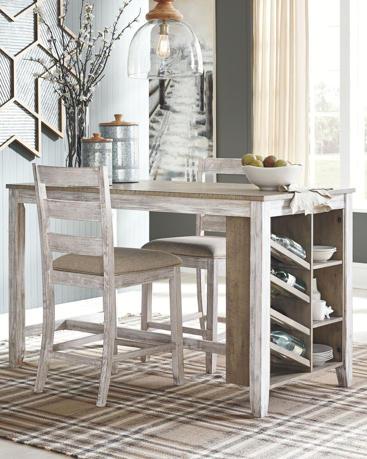 Skempton - White - Rectangular Counter Table With Storage - Tony's Home Furnishings