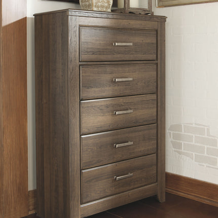 Juararo - Dark Brown - Five Drawer Chest Ashley Furniture 