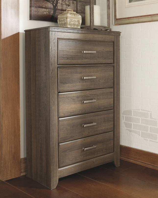 Juararo - Dark Brown - Five Drawer Chest Ashley Furniture 