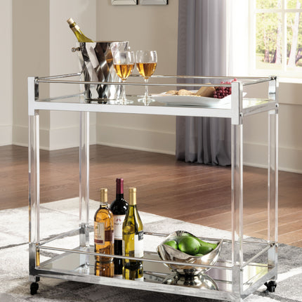 Chaseton - Clear / Silver Finish - Bar Cart Signature Design by Ashley® 