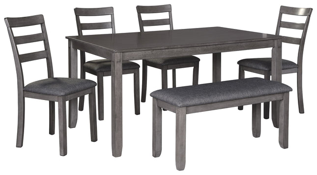 Bridson - Gray - Rect Drm Table Set (Set of 6) Ashley Furniture 