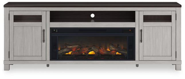 Darborn - Gray / Brown - 88" TV Stand With Electric Infrared Fireplace Insert Signature Design by Ashley® 