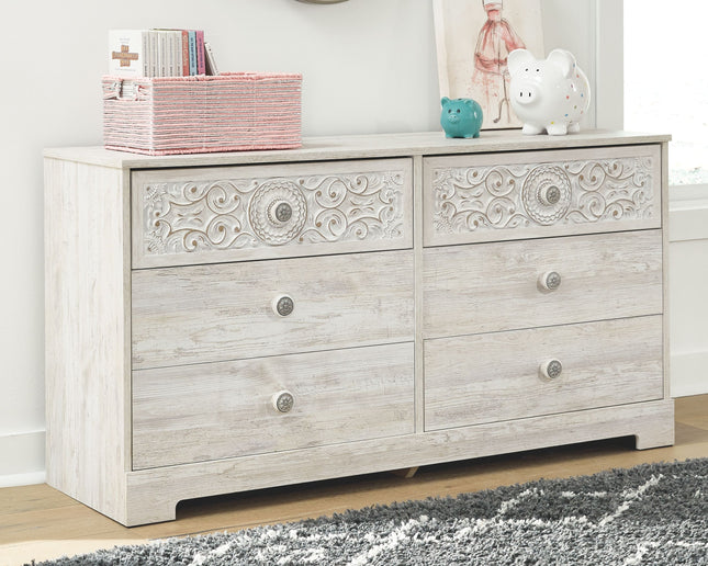 Paxberry - Whitewash - Six Drawer Dresser - Vinyl-Wrapped Ashley Furniture 