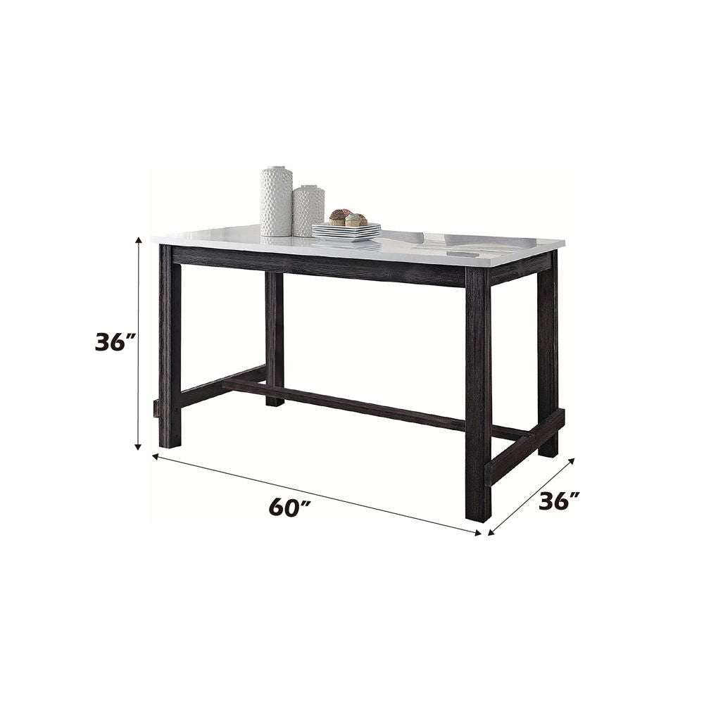 Yelena - Counter Height Table - Marble & Weathered Espresso ACME 
