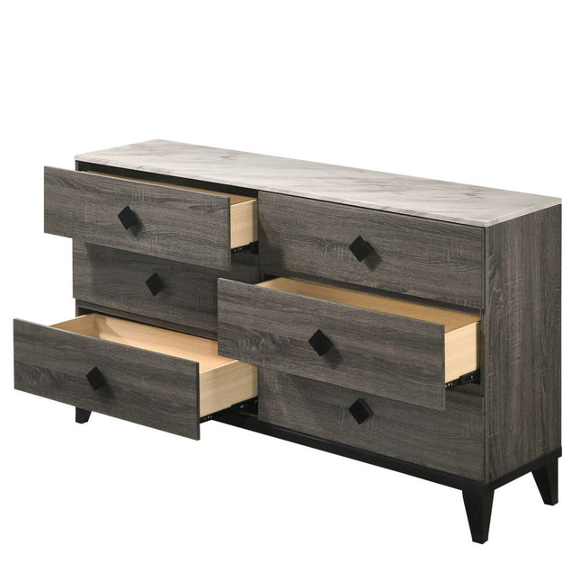 Avantika - Dresser - Faux Marble & Rustic Gray Oak ACME 