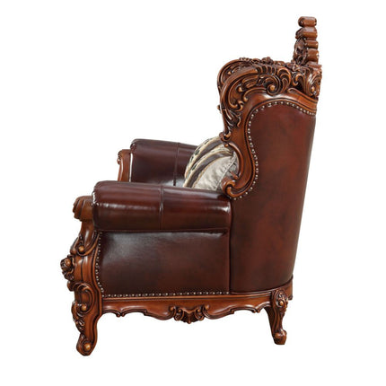 Eustoma - Loveseat - Cherry Top Grain Leather Match & Walnut ACME 