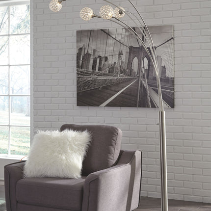 Winter - Silver Finish - Metal Arc Lamp Ashley Furniture 