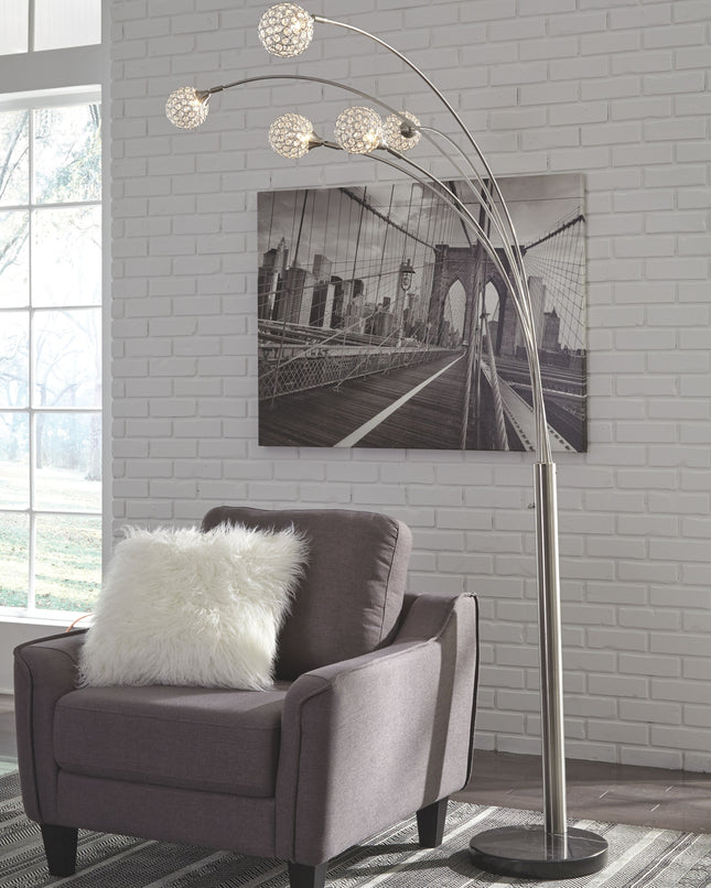 Winter - Silver Finish - Metal Arc Lamp Ashley Furniture 