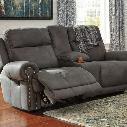 Austere - Gray - Dbl Rec Loveseat W/Console Ashley Furniture 