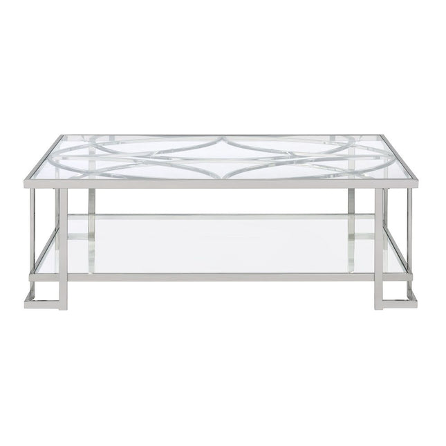 Kalan - Coffee Table - Glass & Silver ACME 