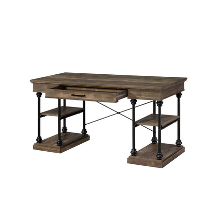 Synal - Writing Desk - Rustic Oak & Black Finish ACME 