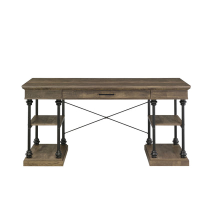 Synal - Writing Desk - Rustic Oak & Black Finish ACME 