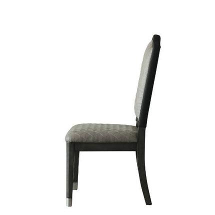 House - Beatrice Side Chair (Set of 2) - Two Tone Gray Fabric & Charcoal Finish ACME 