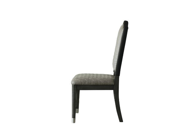 House - Beatrice Side Chair (Set of 2) - Two Tone Gray Fabric & Charcoal Finish ACME 