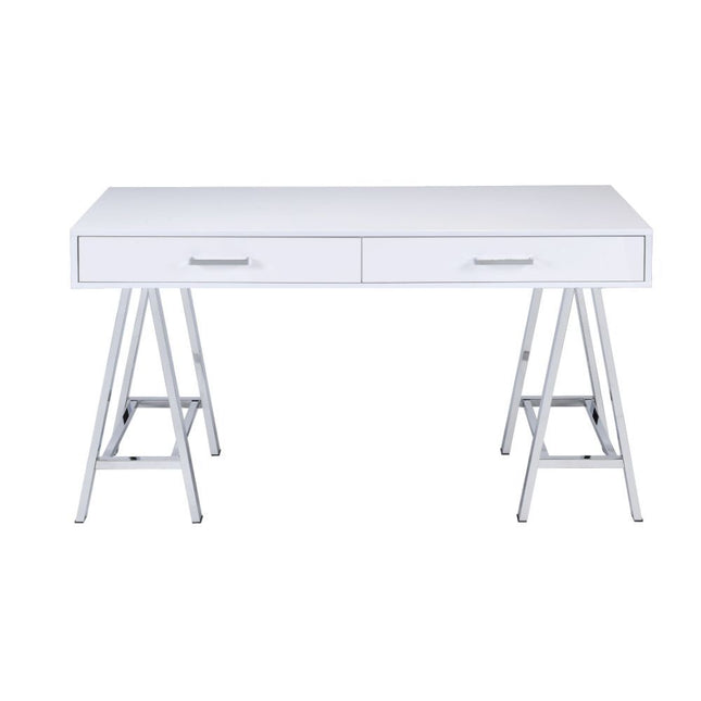 Coleen - Desk - White High Gloss & Chrome ACME 