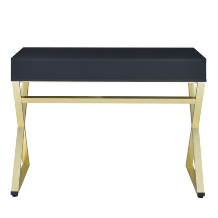 Coleen - Vanity Desk - Black & Brass Finish - 31" ACME 