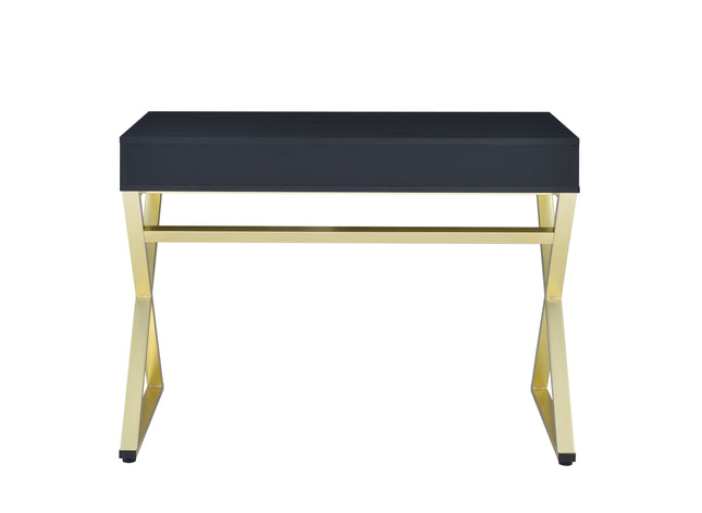 Coleen - Vanity Desk - Black & Brass Finish - 31" ACME 