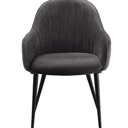 Caspian - Side Chair (Set of 2) - Dark Gray Fabric & Black Finish ACME 