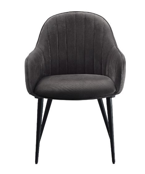 Caspian - Side Chair (Set of 2) - Dark Gray Fabric & Black Finish ACME 