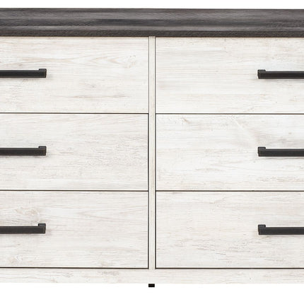 Shawburn - White / Black / Gray - Six Drawer Dresser - Pewter-tone Pulls Signature Design by Ashley® 