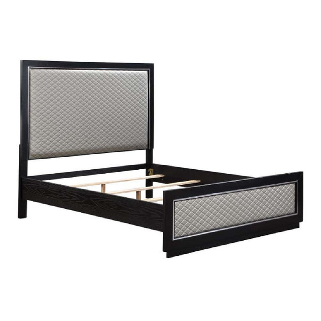 Nicola - Ek Bed - Silver PU & Black Finish ACME 