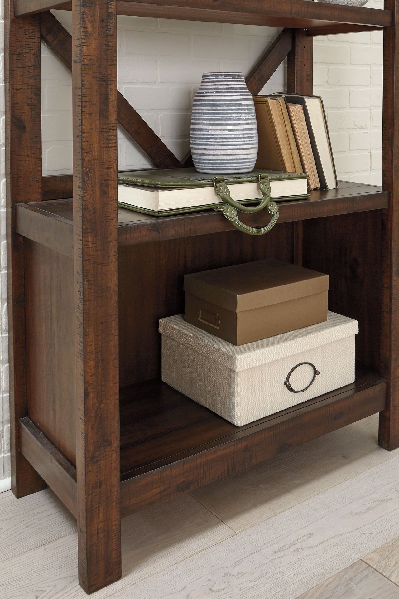 Baldridge - Rustic Brown - Large Bookcase - Tony's Home Furnishings