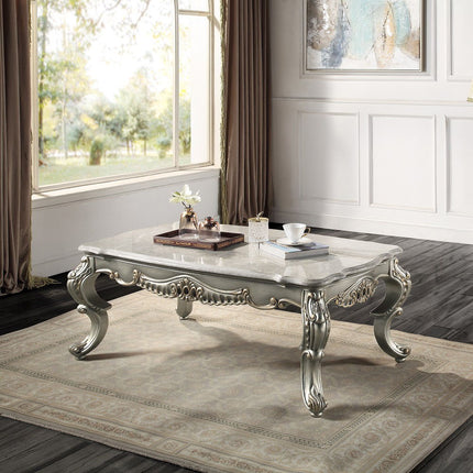 Miliani - Coffee Table With Marble Top - Natural Antique Bronze - Tony's Home Furnishings