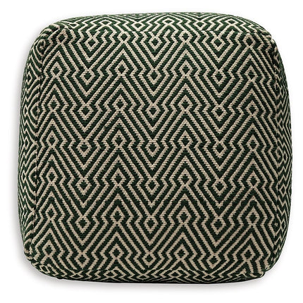 Abacy - Green / Ivory - Pouf Signature Design by Ashley® 