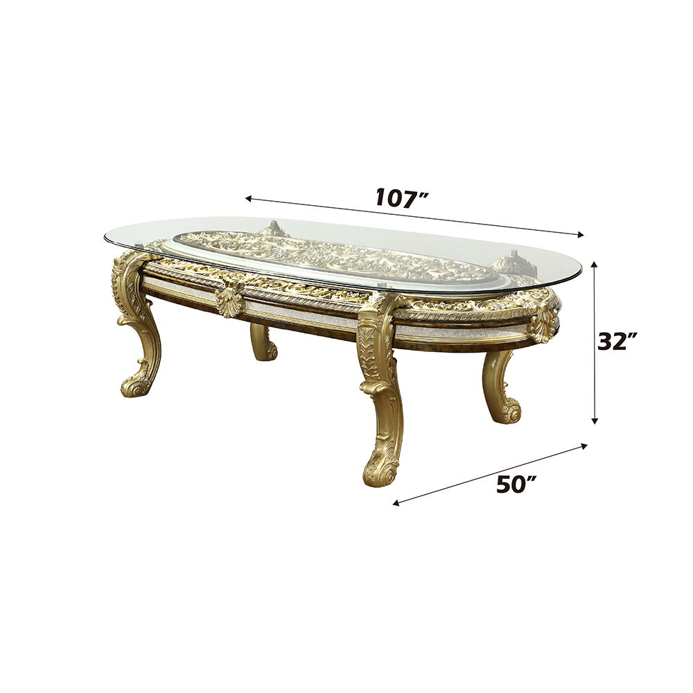 Desiderius - Dining Table - Antique Gold & Hand-Painted Brown ACME 
