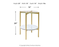 Thumbnail for Wynora - White / Gold - Round End Table - Tony's Home Furnishings