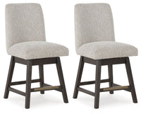 Thumbnail for Burkhaus - Beige / Dark Brown - Upholstered Swivel Barstool (Set of 2) - Tony's Home Furnishings