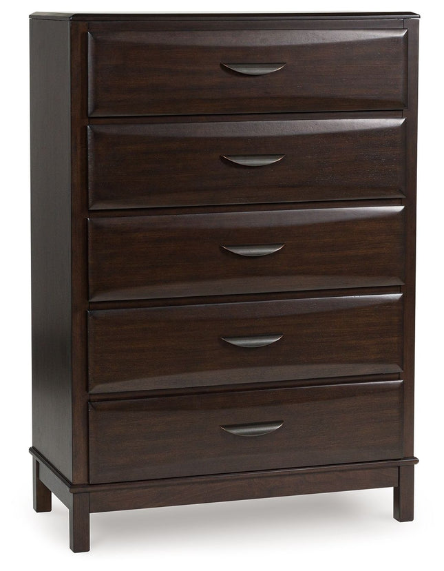 Vanmore - Dark Brown - Five Drawer Chest Benchcraft® 