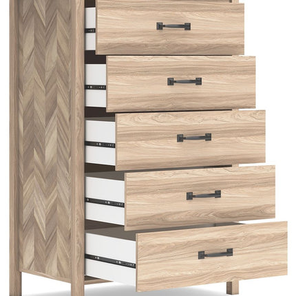 Battelle - Tan - Five Drawer Chest Signature Design by Ashley® 