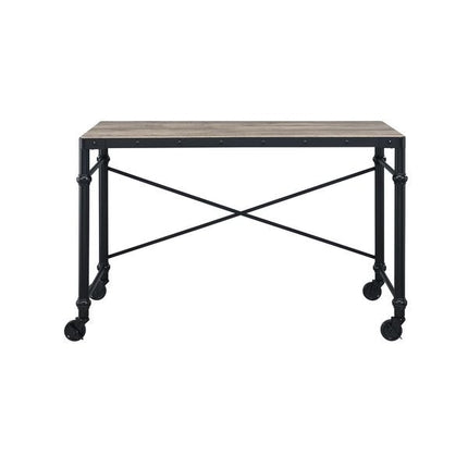 Oklarth - Writing Desk - Rustic Oak & Black Finish ACME 