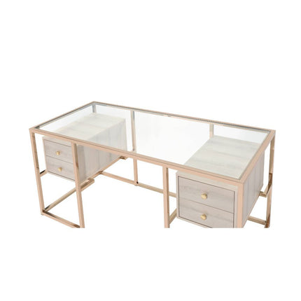 Huyana - Desk - Clear Glass & Gold ACME 