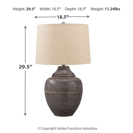 Olinger - Brown - Metal Table Lamp Ashley Furniture 