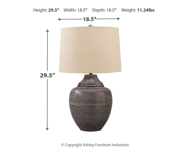 Olinger - Brown - Metal Table Lamp Ashley Furniture 