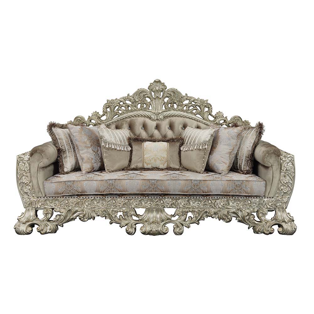 Sorina - Sofa - Velvet, Fabric & Antique Gold Finish ACME 