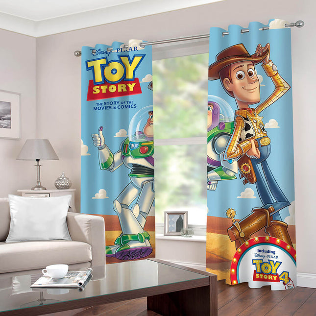 2 Panels Toy Story Curtains Blackout Window Drapes for Room Decoration