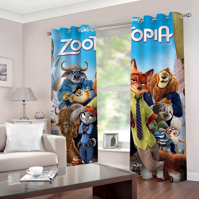 2 Panels Zootopia Curtains Blackout Window Drapes for Room Decoration