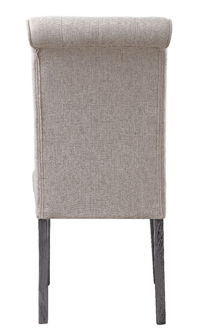 Yabeina - Side Chair (Set of 2) - Beige Linen & Gray Finish ACME 