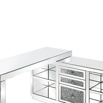 Noralie - Desk - Clear Glass, Mirrored & Faux Diamonds ACME 