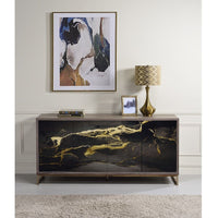 Payo - Console Cabinet - Black Marble Print Oak Champagne - Tony's Home Furnishings
