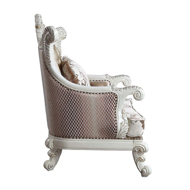 Vanaheim - Chair - Fabric & Antique White Finish ACME 