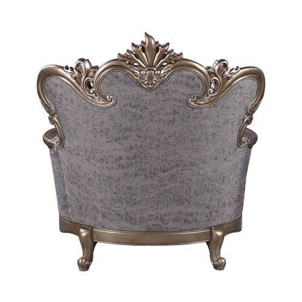 Elozzol - Chair With Pillow - Fabric & Antique Bronze Finish - Wood ACME 