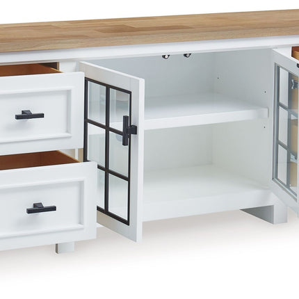 Ashbryn - White / Natural - Extra Large TV Stand Signature Design by Ashley® 